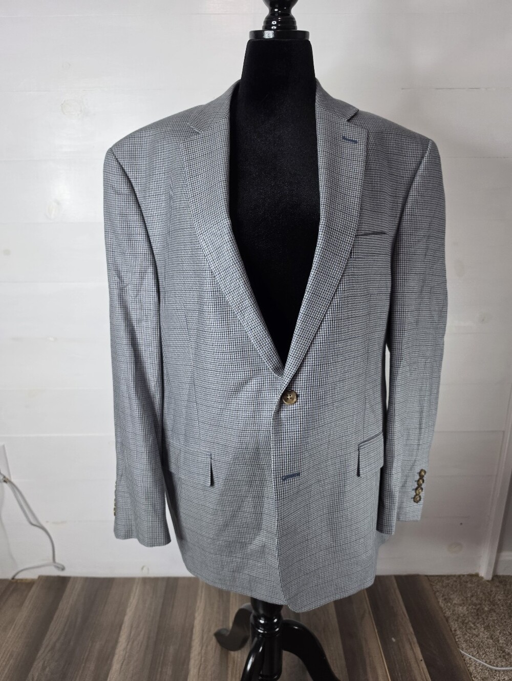 Ralph Lauren Houndstooth Blazer Sport Coat Silk Wool Blend Preppy Ivy League.46R